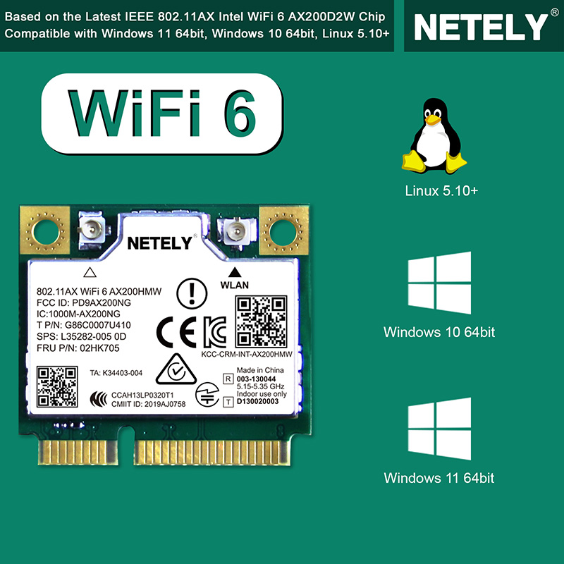 5GHz Intel WiFi 6 AX200 Mini PCIe wifi card 802.11AX 3000Mbps wifi  Bluetooth 5.1